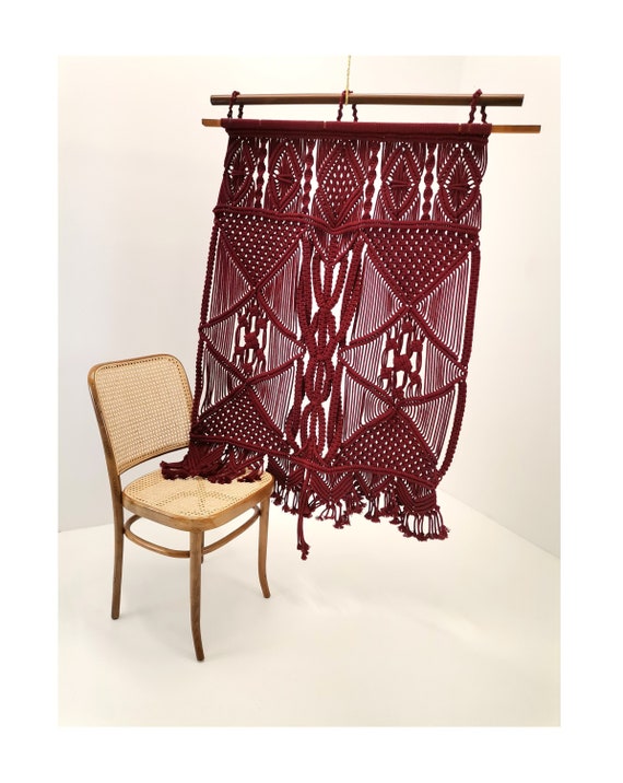 Handmade in the vintage tradition of Yugoslav textile art — deep wine-red woven tapestry with real historical craft DNA that you simply won't find in any big-box store.