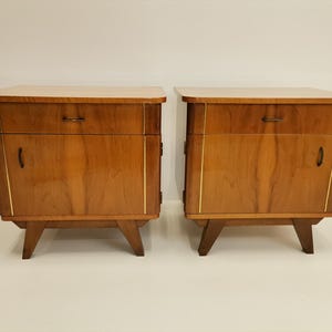 A pair of Vintage Bedside Table/ Mid Century Nightstand Storage/ Retro Night Table/ Yugoslavia / 1970