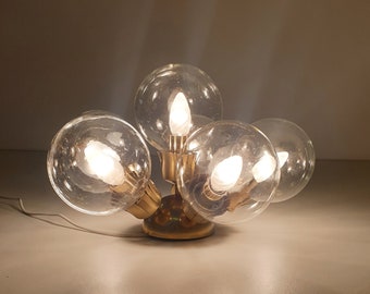 1 of 3 Brass and Glass Light Fixtures / style of Space age/ 1960s and 1970s / atomic age / sputnik design
