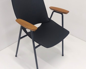 Vintage Niko Kralj Shell Chair / Black faux leather / Desk Chair / Armchair / 1960s Yugoslavia / Mid-century Modern Home