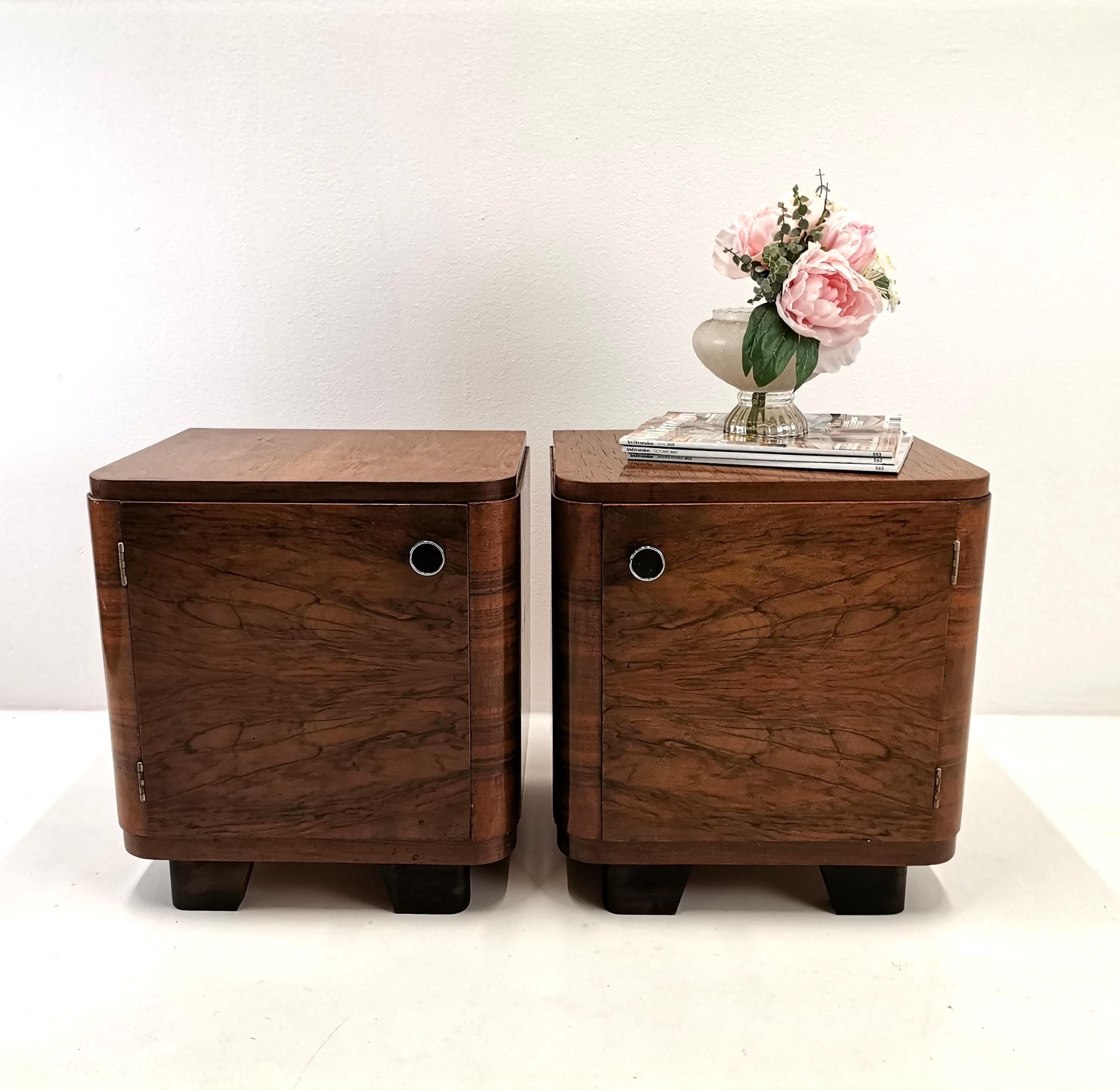 A set of 2 Vintage Bedside Table/ Mid Century Nightstand /1950s / Retro Night Table / Storage Tables / Yugoslavia/