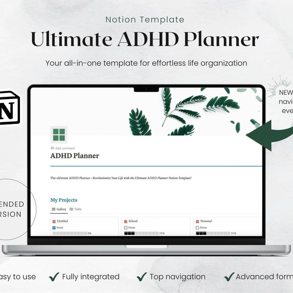 ADHD Planner Notion Template - Boost Focus & Productivity, ADHD Digital Planner, Adult ADHD Notion Templates, Productivity Self Care Planner