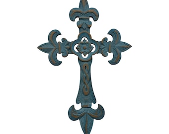 St Leo Wall Cross, Turquoise Rustic Decor, Farmhouse Home Accent