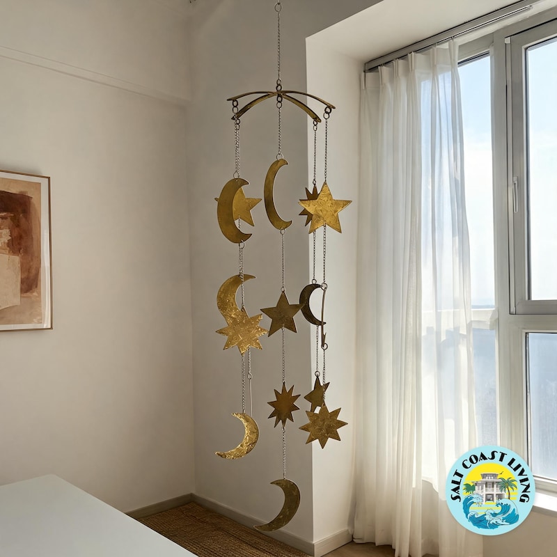 Gold Moon and Star Mobile - Etsy