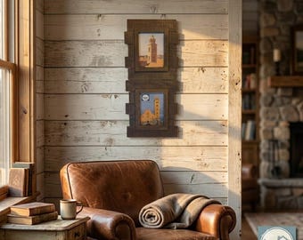 Rustic Barn Wood Double Picture Frame 5x7, Farmhouse Décor