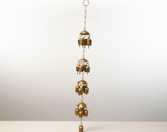 16-Bell Temple Wind Chime, Antique Brass, Meditation Decor