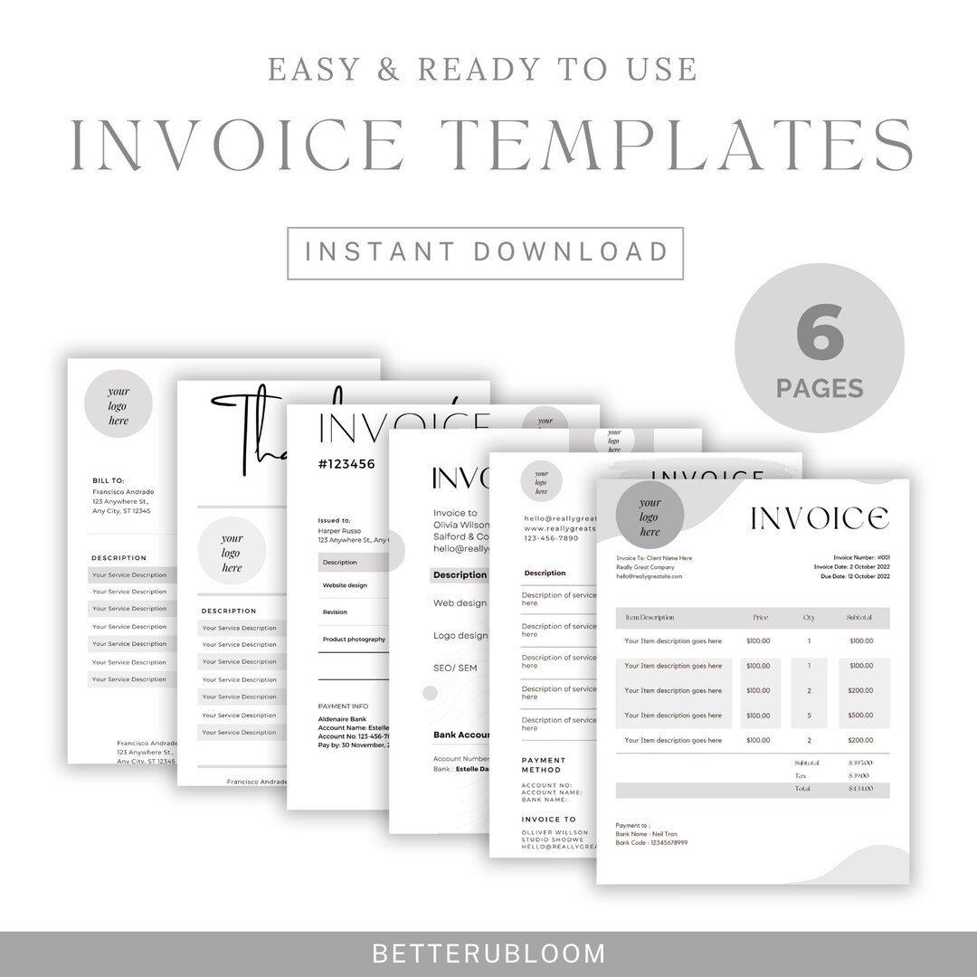 Editable Invoice Design, Business Invoice Templates, Minimalist ...