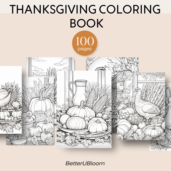Printable Popular Printables, Thanksgiving Adult Coloring Book, Great for Mindfulness Practice, Unique Gift for Creativity Enthusiasts