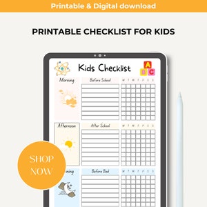 Horario de lista de verificación escolar diaria para niños imprimible, gráfico de tareas para niños editable, gráfico de responsabilidad de rutina diaria, lista de tareas pendientes del planificador de educación en el hogar