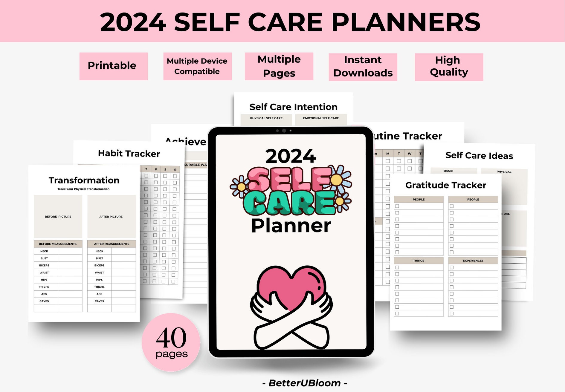 Printable 2024 Self Care Planner, Selfcare Journal Digital Download PDF ...