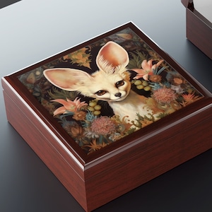 Vintage Victorian Fennec Fox Trinket and Jewelry Box Gift