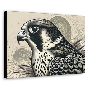 Minimalist Peregrine Falcon Canvas Wall Art Portrait