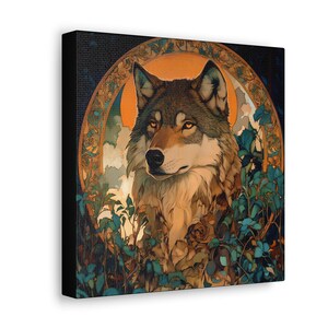 Grey Wolf Portrait Canvas Art Print - Wildlife Home Decor