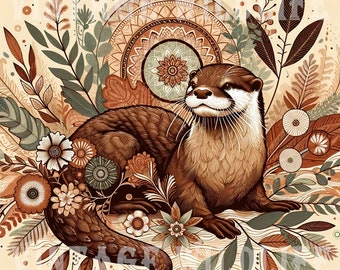 BOHO Otter - SVG and PNG! sublimation design for otter shirt, otter tumbler wrap dtg dtf download files png - Get both svg & png