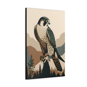 Vintage Minimalism Peregrine Falcon Canvas Wall Art Print