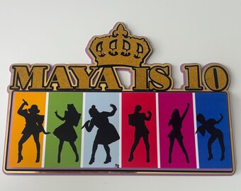 Six The Musical inspired Cake Topper. Personalised, Name and Age