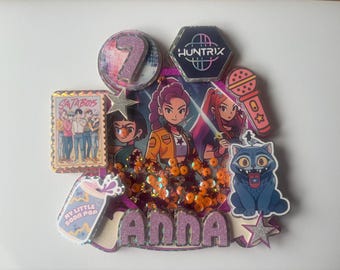 K.Pop Demon Hunters inspired Cake Topper. Personalised, name and age.