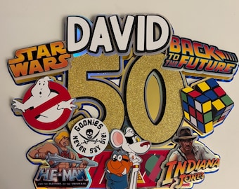 Retro themed 50th Birthday Cake Topper.