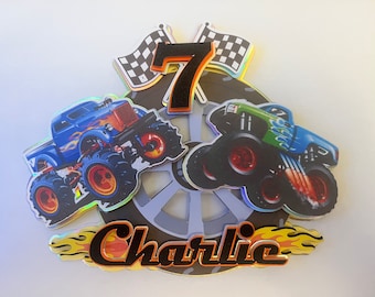 Monster Truck themed 3D Cake Topper. Personalised, Name, Age,