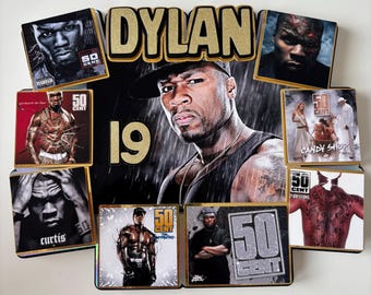 50 Cent inspired Layered 3D Cake Topper. Personalised Name and Age