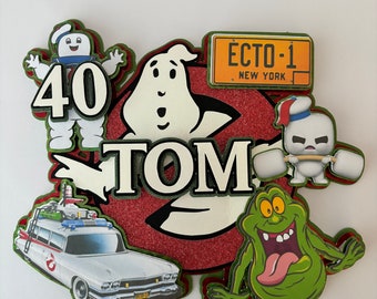 Ghostbusters inspired Cake Topper, 3D, Personalised, Birthday, Name and Age