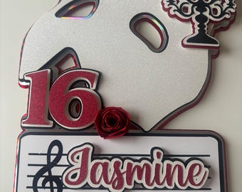 Phantom of the Opera inspired Cake Topper. Personalised, name and age,