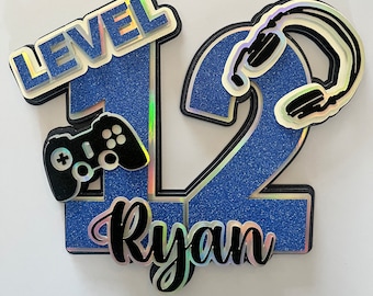 Gamer Birthday Cake Topper. Personalised. Teenager,