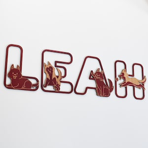 Letras de cachorrinho brincalhão - Placa de nome de madeira - Letras de berçário - Feito sob medida - Arte de parede