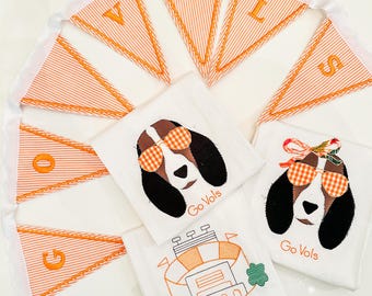 Go Vols Bunting: Orange Seersucker Banner with Embroidery