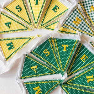 Masters Golf Party Banner for Golf Party Green Gingham Party Benner for Golf Party Embroidered Pennant Bunting