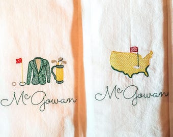 Personalized Embroidered Golf Hand Towel: Masters Tournament Gift