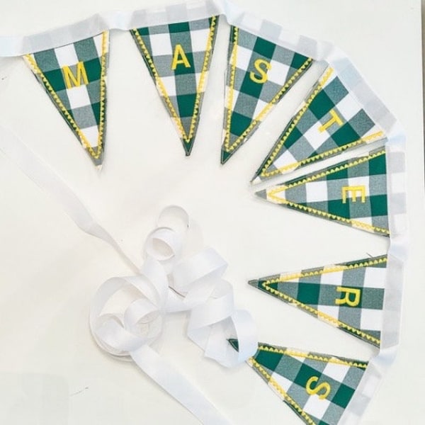 Masters Golf Party Banner Green and White Gingham Party Banner Custom Banner/Bunting Room Decor Dorm Room Decor Birthday Party Decoration
