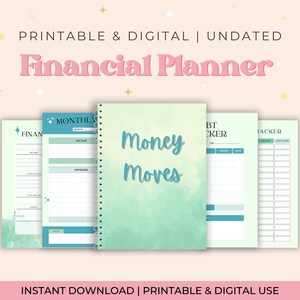 Planificador financiero digital imprimible para GoodNotes: presupuestos, objetivos y seguimiento