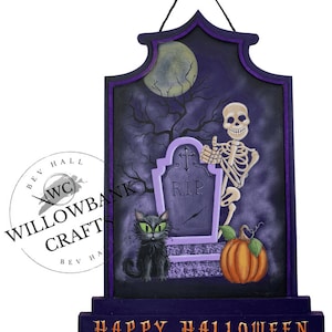 墓石トールペイントパターン ハロウィーントールペイントパターン スケルトンデジタルトールペイントパターン 装飾絵画 Eパターン
