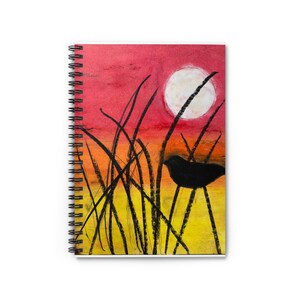 Sonnenuntergang Vogel Spiralblock | Traumtagebuch, künstlerisches Notizbuch, Naturliebhaber Geschenk, umweltfreundliches Tagebuch, Schulsachen
