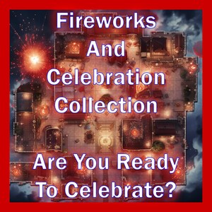 Fireworks and Celebratory Holiday 45-kaartenpakket met Dungeons and Dragons-gevechtskaarten met rasteroverlay!