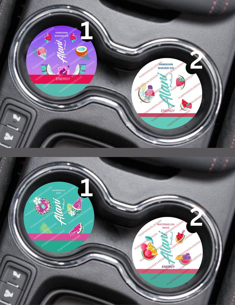 Alani Nu Energy Drink Flavored Multi Listing 2PK Car Coaster Designs image 5