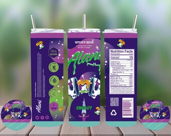 Alani Nu Energy Drink Tumbler Wrap/Car Coaster Bundle