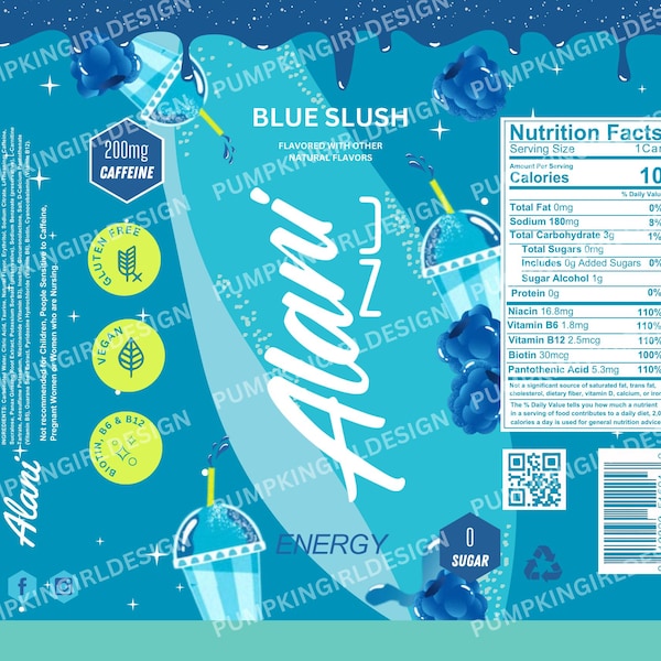 Alani Nu Energy Drink 20oz Tumbler Design Wrap