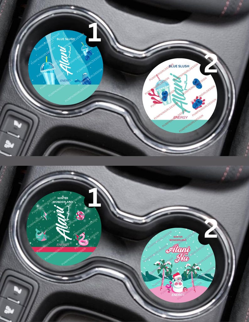 Alani Nu Energy Drink Flavored Multi Listing 2PK Car Coaster Designs image 6
