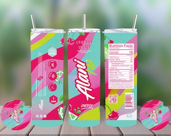 Alani Nu Energy Drink Tumbler Wrap/Car Coaster Bundle