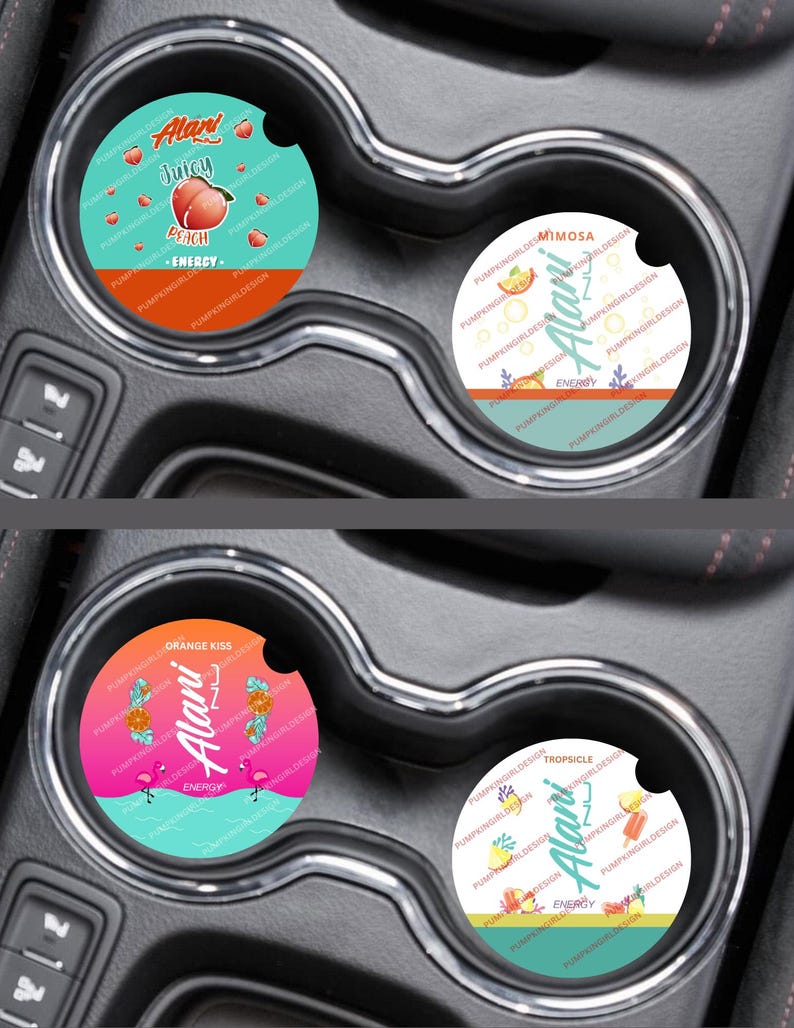 Alani Nu Energy Drink Flavored Multi Listing 2PK Car Coaster Designs image 1