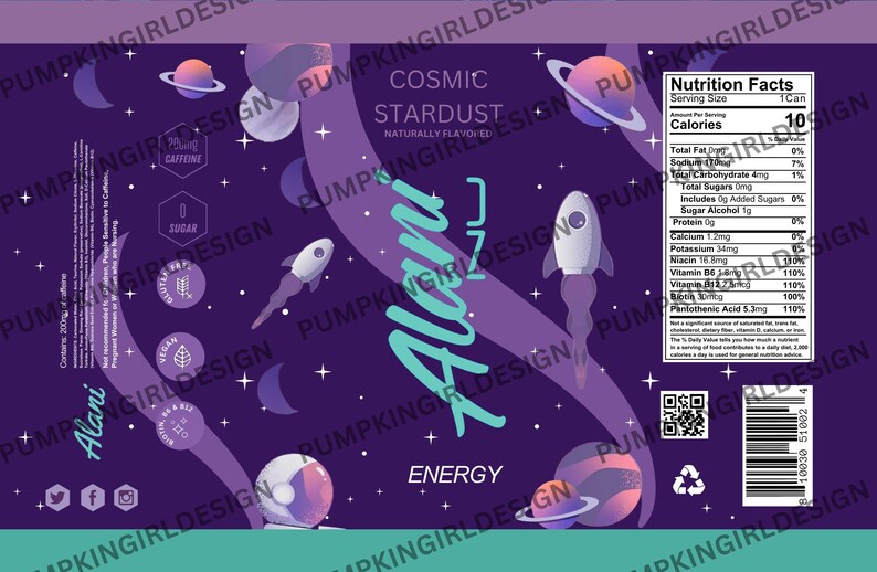 Alani Nu Energy Drink 12oz Skinny Can Cooler Design Wrap - Etsy