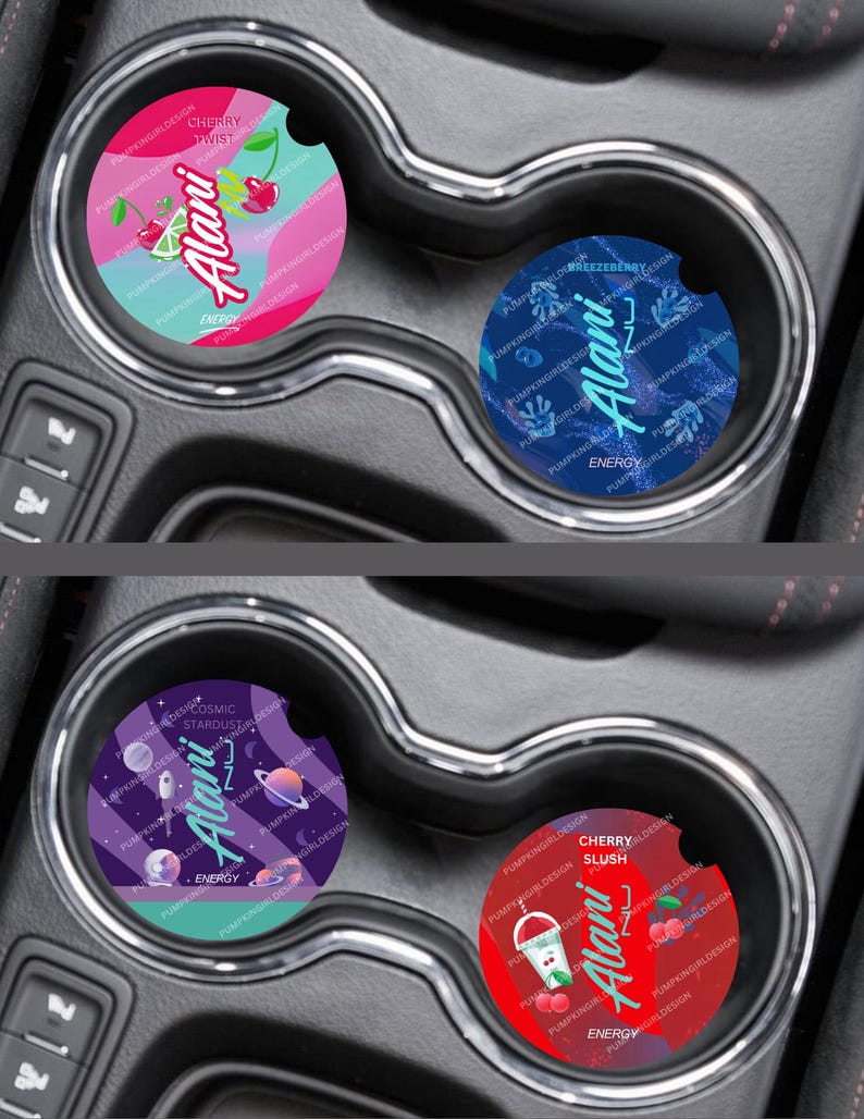 Alani Nu Energy Drink Flavored Multi Listing 2PK Car Coaster Designs image 3
