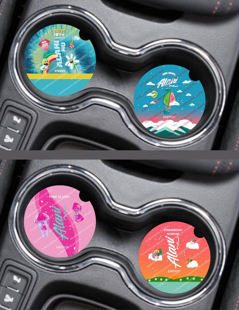 Alani Nu Energy Drink Flavored Multi Listing 2PK Car Coaster Designs image 2