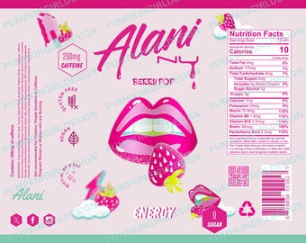 Alani Nu Energy Drink Tumbler Wrap Design 20oz