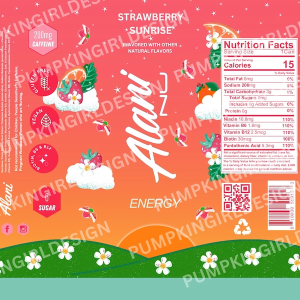 Alani Nu Energy Drink Tumbler Wrap 20oz