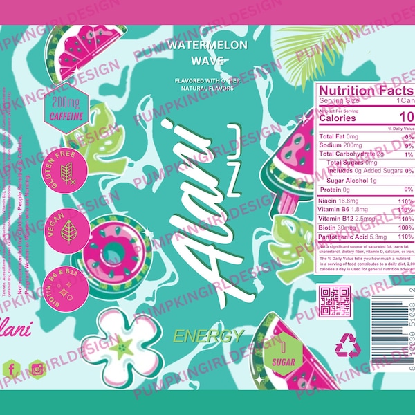 Alani Nu Energy Drink 20oz Tumbler Design Wrap