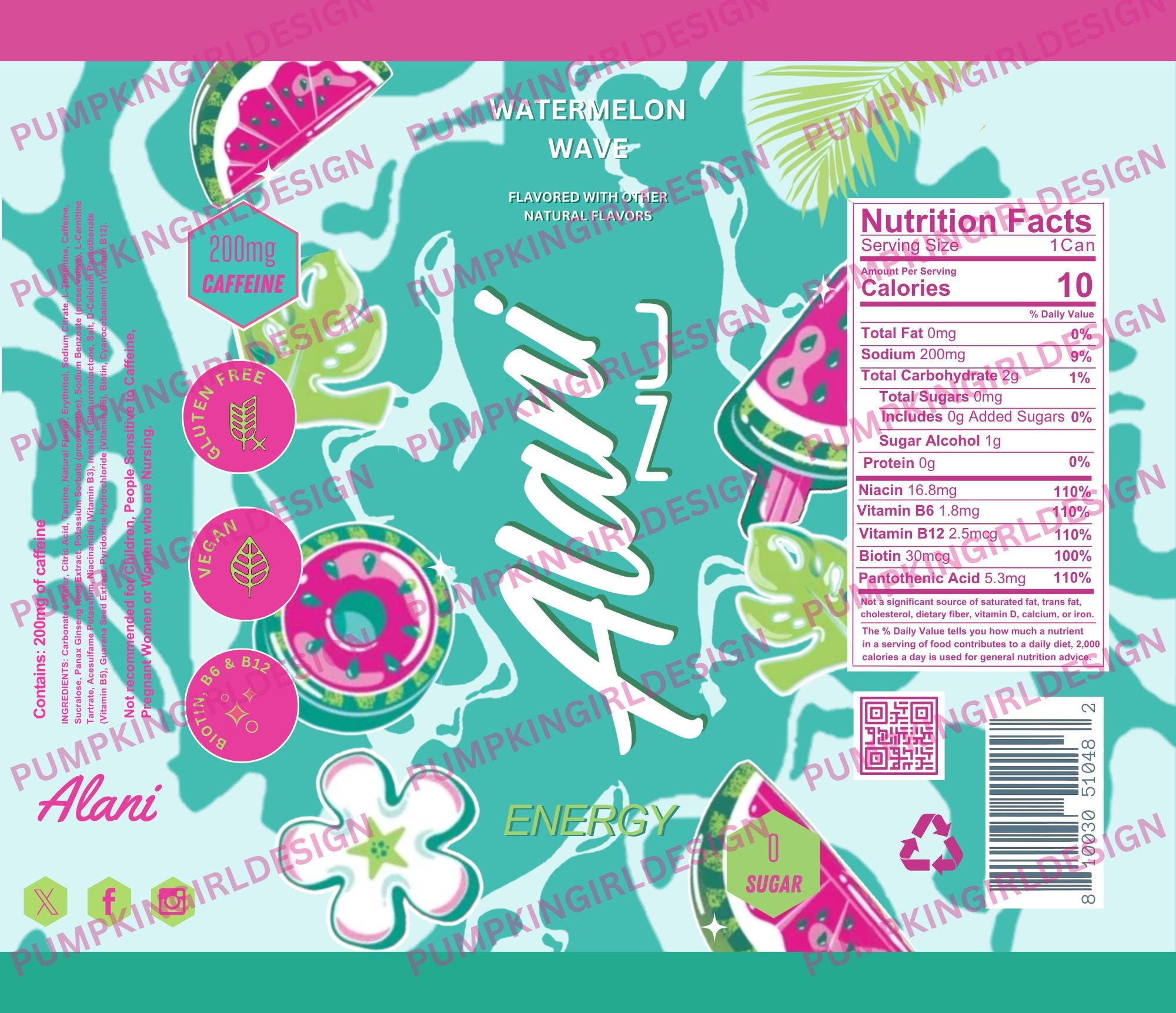Alani Nu Energy Drink 20oz Tumbler Design Wrap