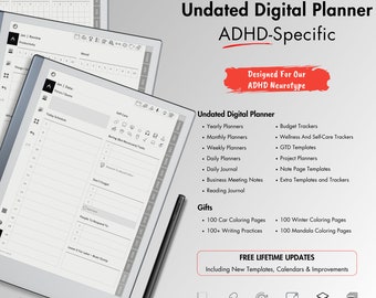 Undated Planner Remarkable 2, ADHD-Specific Designs and Minimalistic Layouts, Offering Remarkable Templates for Your Digital Planning Needs